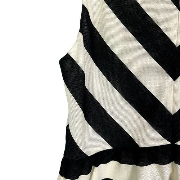LOFT Striped Flare Dress, black & ivory, size 6 - Picture 8 of 12